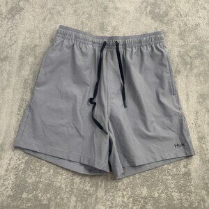 Huk Fishing Pursuit Volley Swim Shorts Mens Small Gray Lined Stretch Solid Fish
